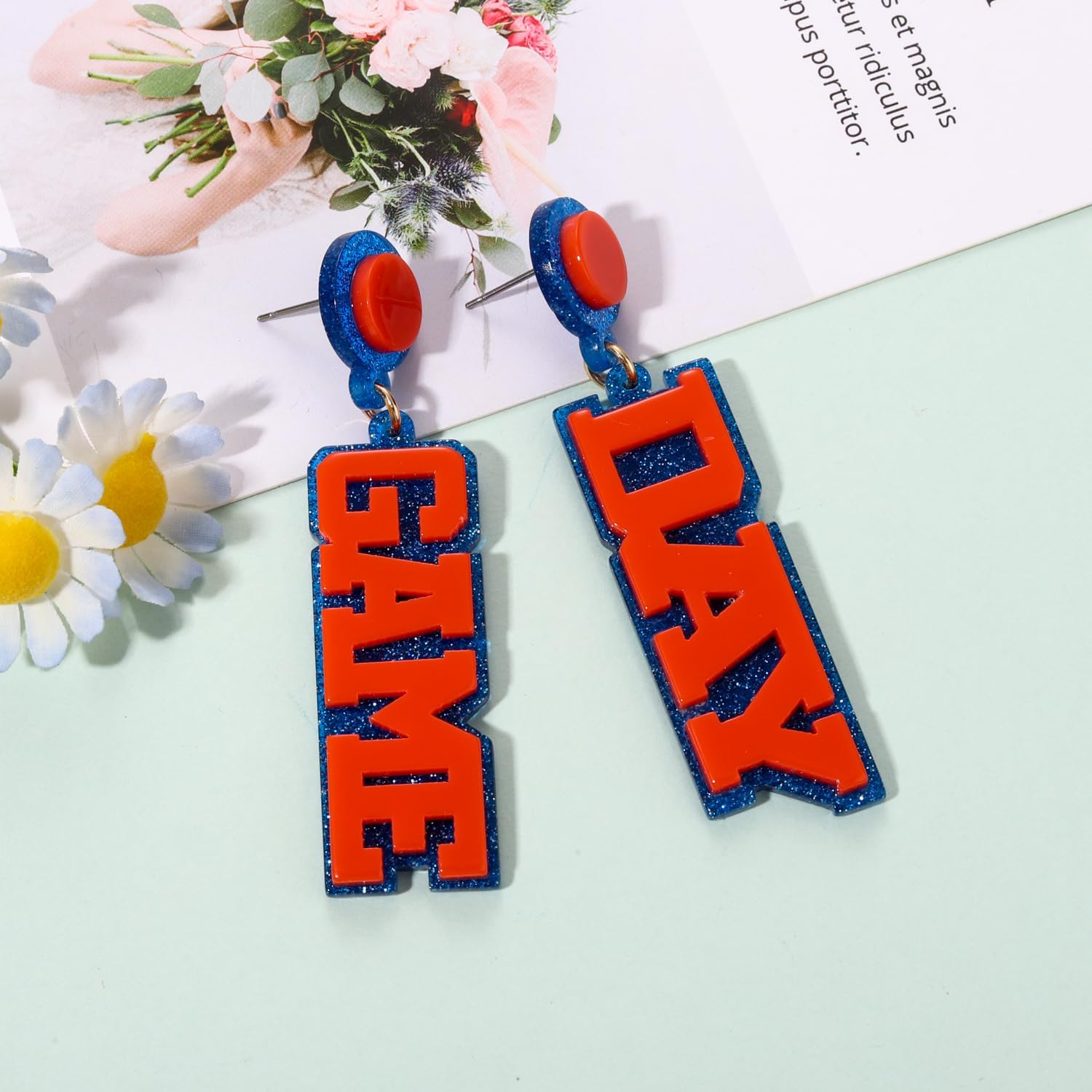 Game Day Earrings for Women, Acrylic Football Earrings Game Day Accessories Team Sports Fan Earrings Football Team Gifts - Image 3