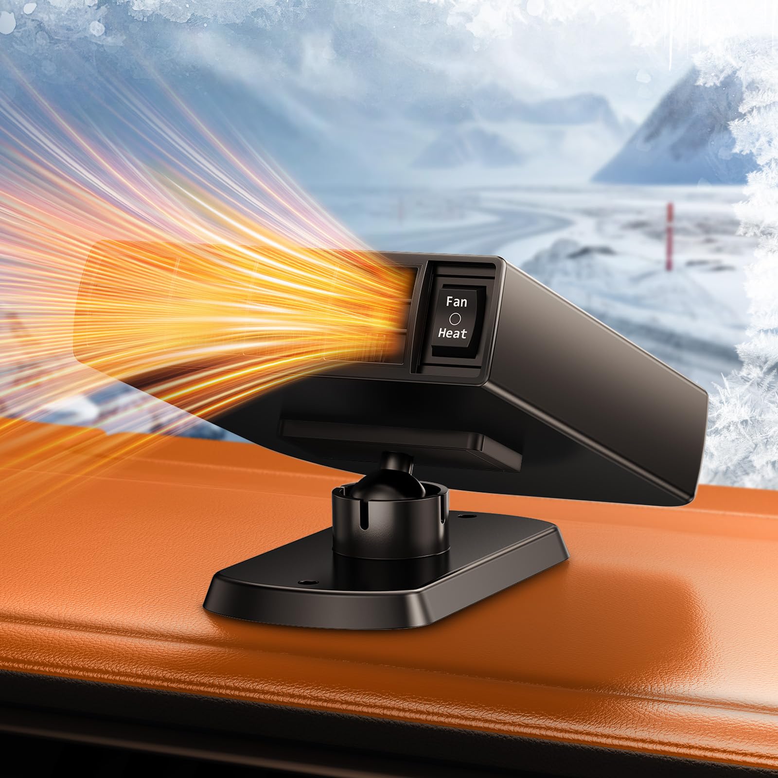 Chauffage de voiture portable 12V rapide avec ventilateur et dégivrage à 360°