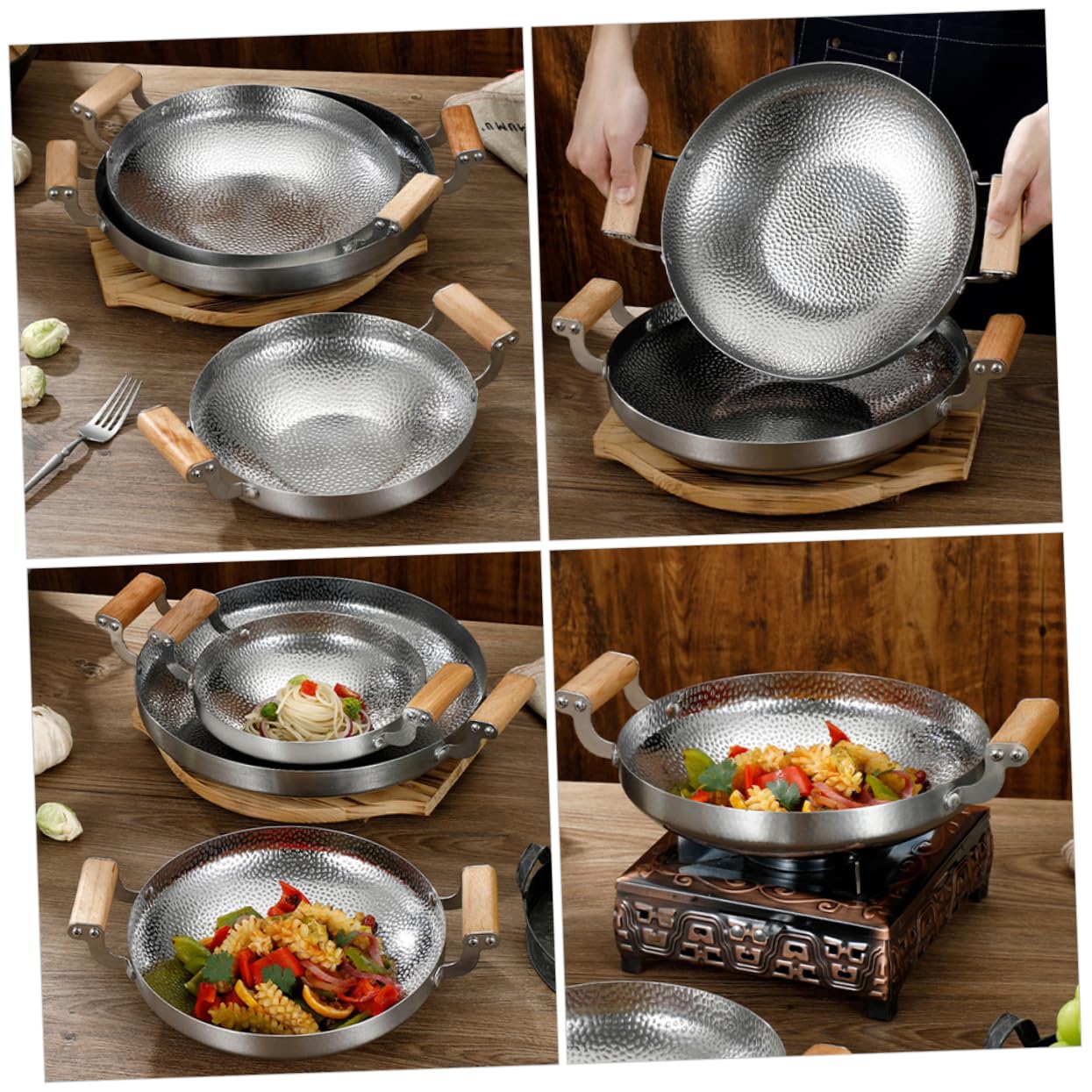 NAMOARLY Stainless Steel Hot Pot Cooker with Handle Non-stick Grilling Wok for Induction and Gas Stovetops Versatile Kitchen Pot for Cooking and Frying