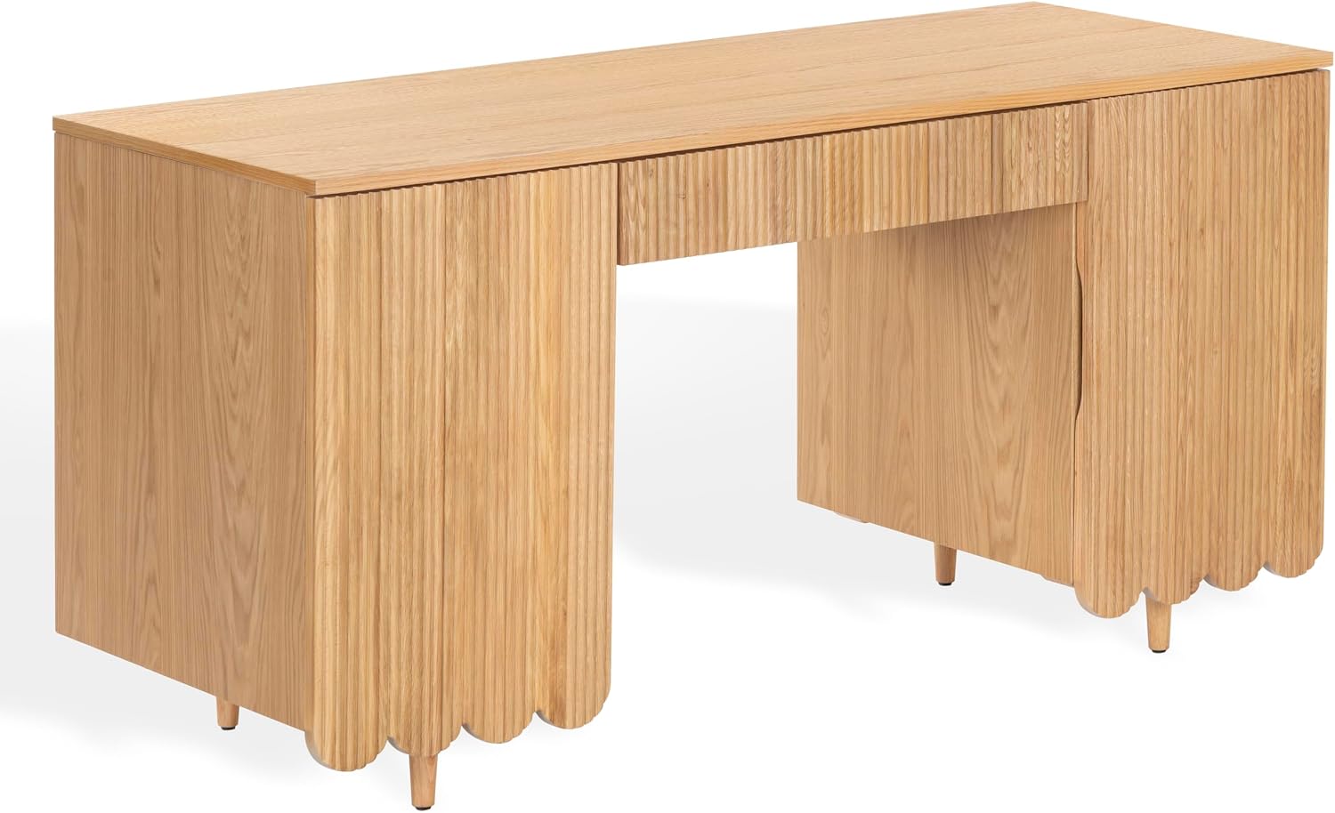 SAFAVIEH Couture Collection - Kristy Natural Fluted Wood Desk, Modern Writing Table with Textured Design (SFV4251A)