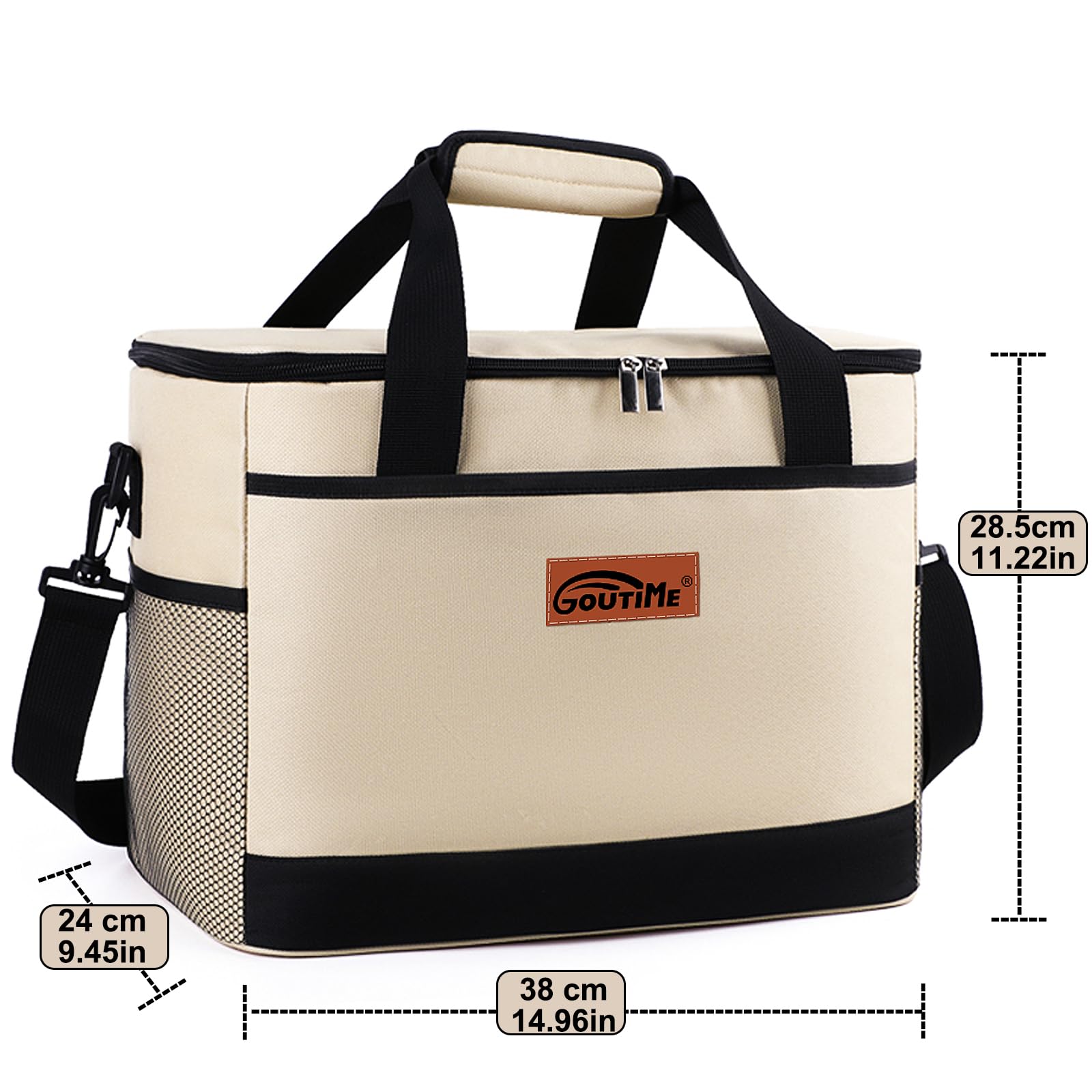 Sacca Isotermica 26L Portatile, Borsa Termica Impermeabile Leggera per Picnic Campeggio Barbecue Viaggi Outdoor (Beige)
