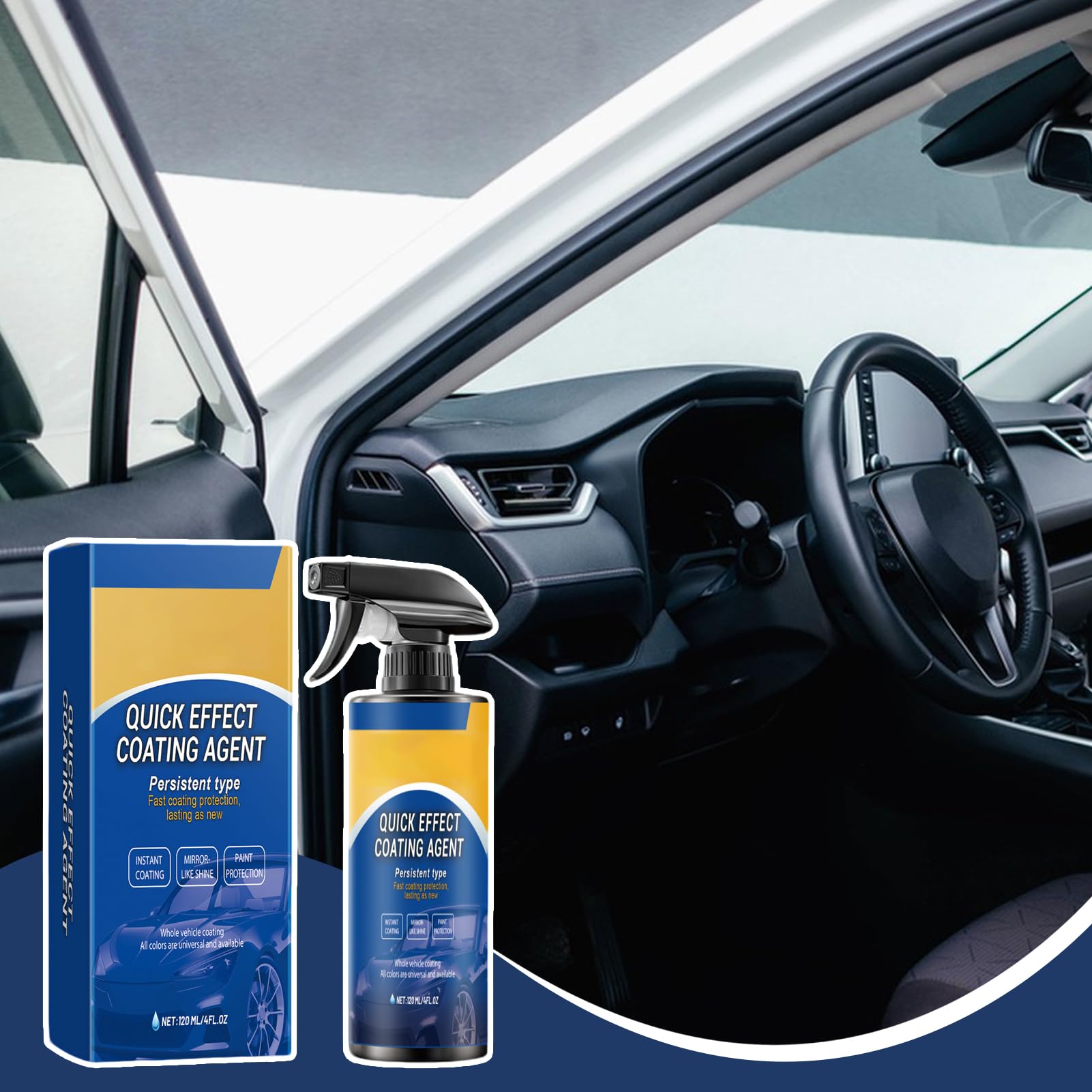 Quick Effect Coating Agent 3 en 1 High Protectio Car Coating Spray, Persistent Type Quick Effect Coating Agent For Car, Spray Coatingagent Hydrophobic, pour réparation de rayures de vernis (3 pièces)