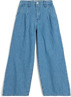 بنطلون جينز بأرجل واسعة للبنات من كوتون