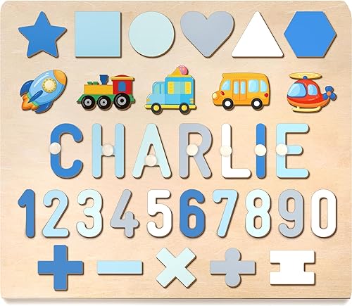 Miniatura 9 de Rompecabezas de nombre personalizado para niños, rompecabezas de nombres para niños de 1 a 3 años, rompecabezas de madera personalizados con grabado