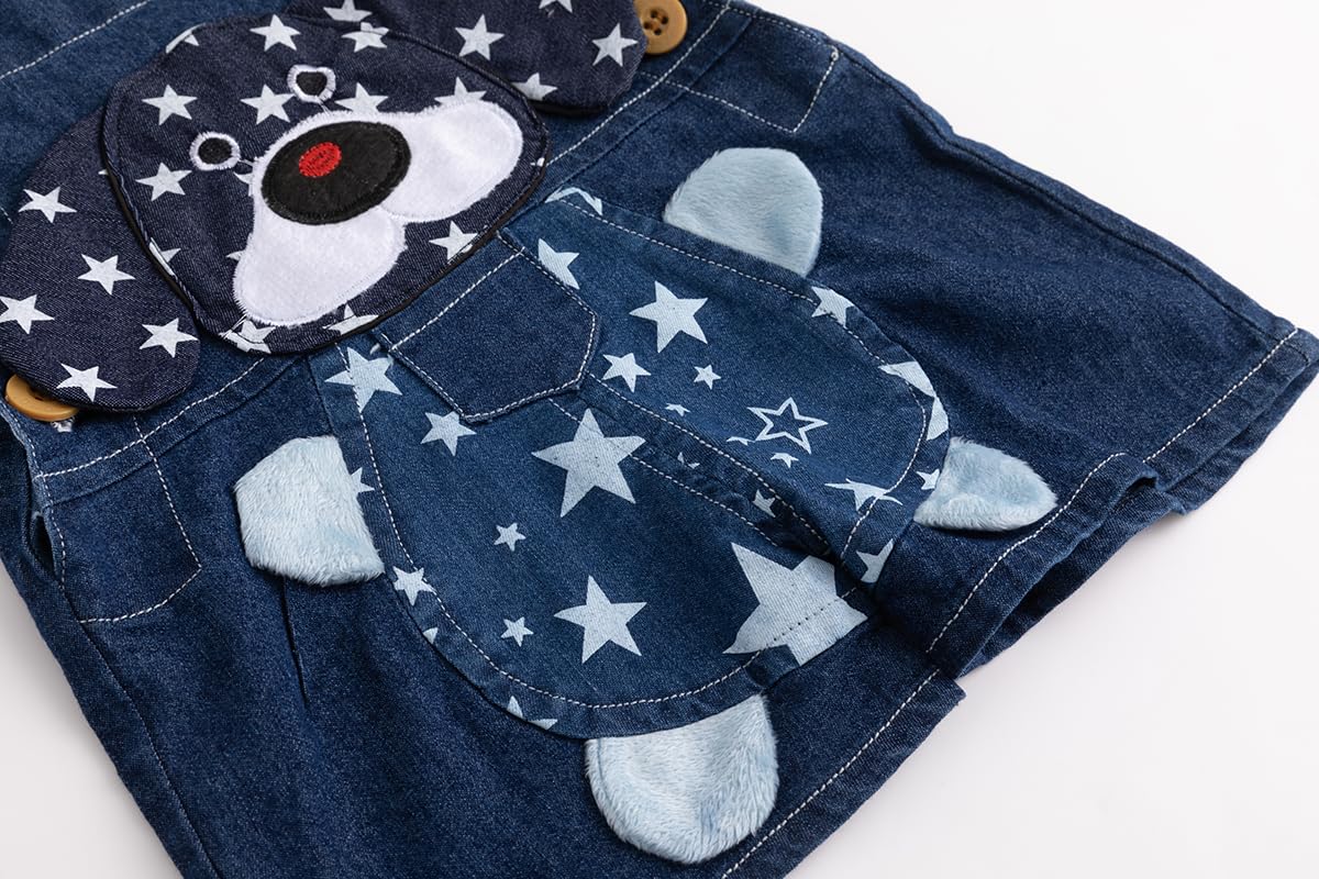 KIDSCOOL SPACE Baby Summer Cotton Denim Uśmiechnięta małpka Miękkie krótkie kombinezony