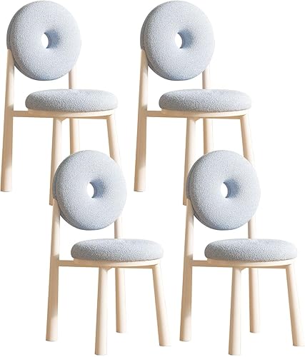 Miniatura 22 de JKGHK Donut Dining Chairs, Upholstered Kitchen Chairs with Back, Armless Living Room Chair with Metal Legs, Plush Accent Chair for Bedroom, Balcony,