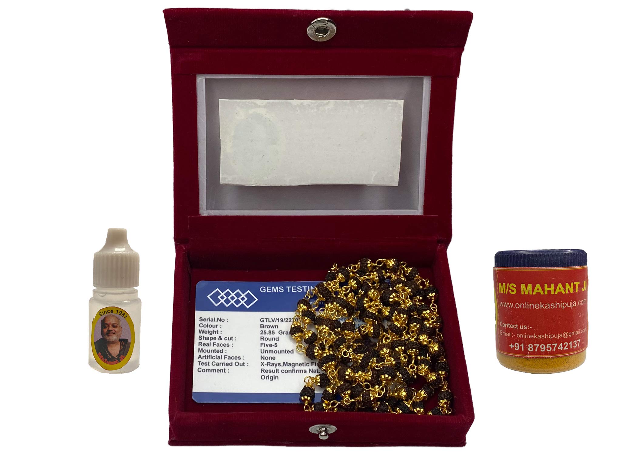MAHANT JI 100% Natural & Original 108 + 1 Beads 5 Mukhi Rudraksha Mala in Gold Plated Cap Lab Tested with Certificate (Weight 23 Gm to 32 Gm, Size 4 MM to 7 MM) with Gangajal and Chandan (B08PVGN3J5) Amazon Price History, Amazon Price Tracker