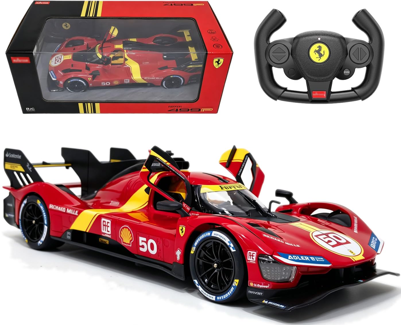 Licensed 1/14 RC Car Ferrari 499P Le Mans Racing with Openable Doors, Red