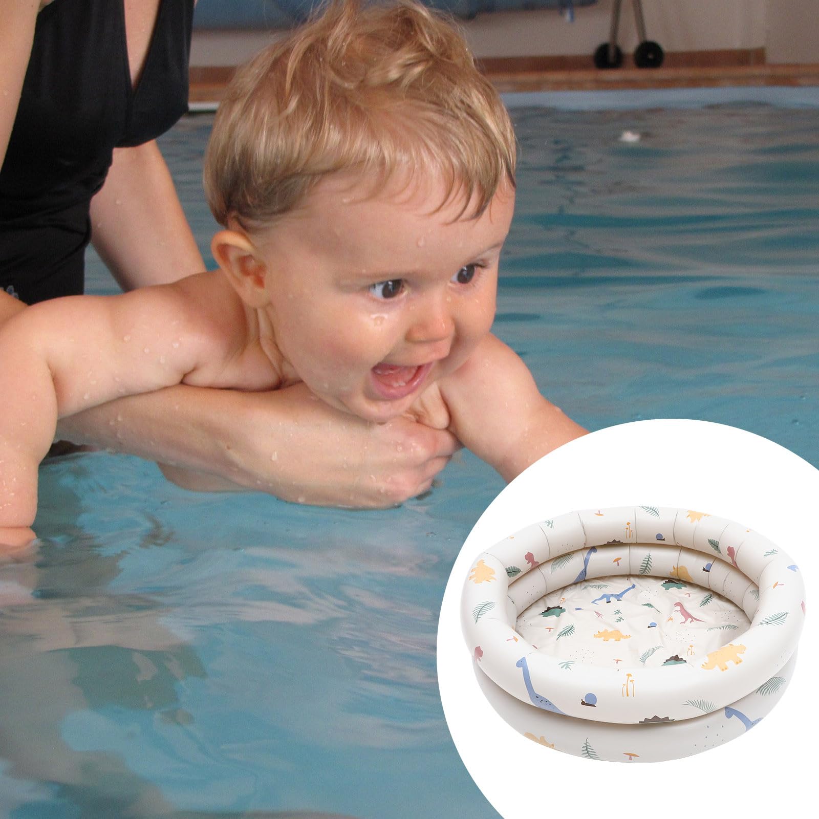 Veemoon Pataugeoire Gonflable pour Bébé en PVC Beige, Piscine Gonflable Épaisse Réutilisable pour Fête de Piscine Plein Air