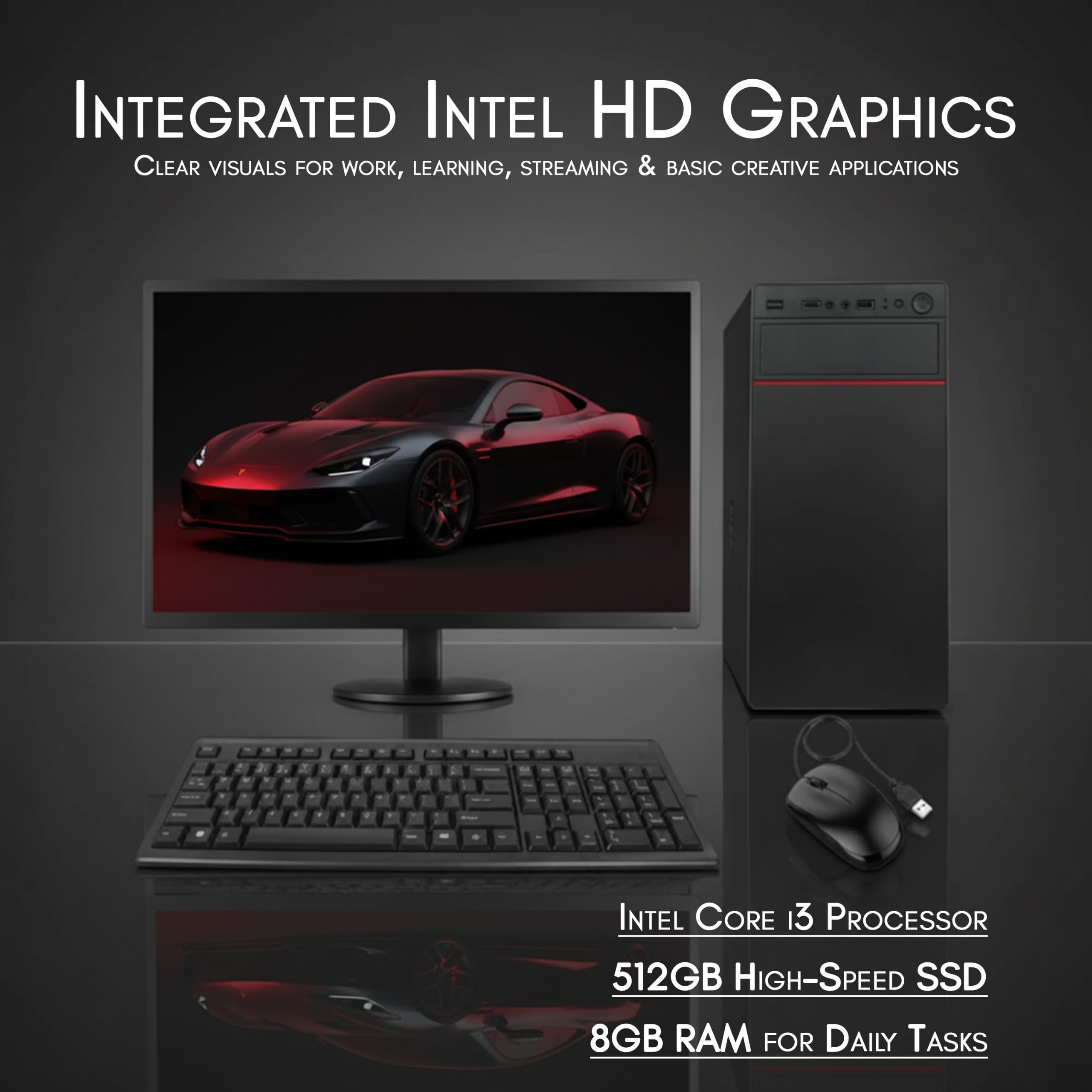 TECH- Assemblers Core i3 Desktop Computer Full Setup | 8GB RAM