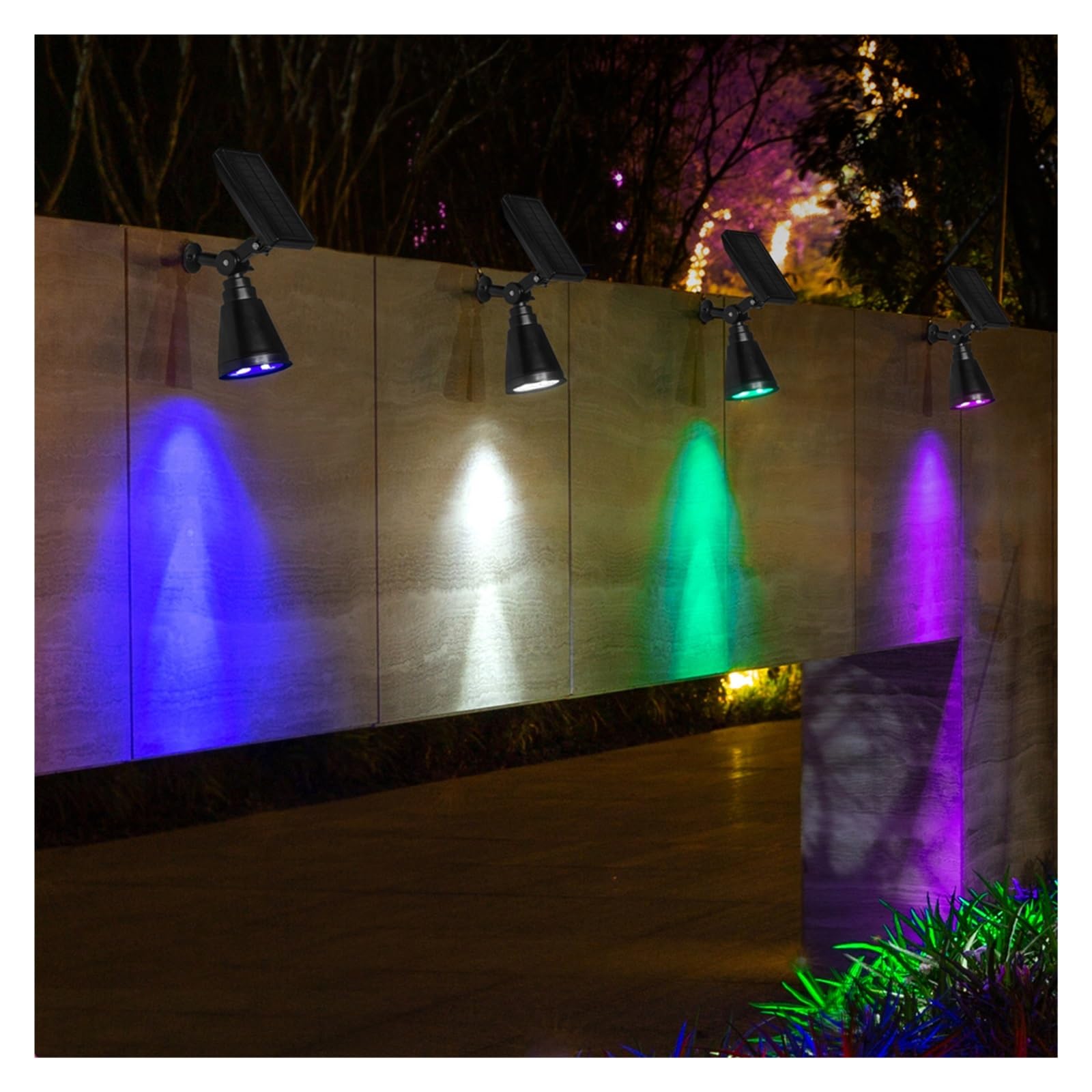 Luci Solari Outdoor Patio Giardino Paesaggio Decorazione LED Faretti Solari Luci da Prato RGB Luci da Parete Super Luminoso(White Light)