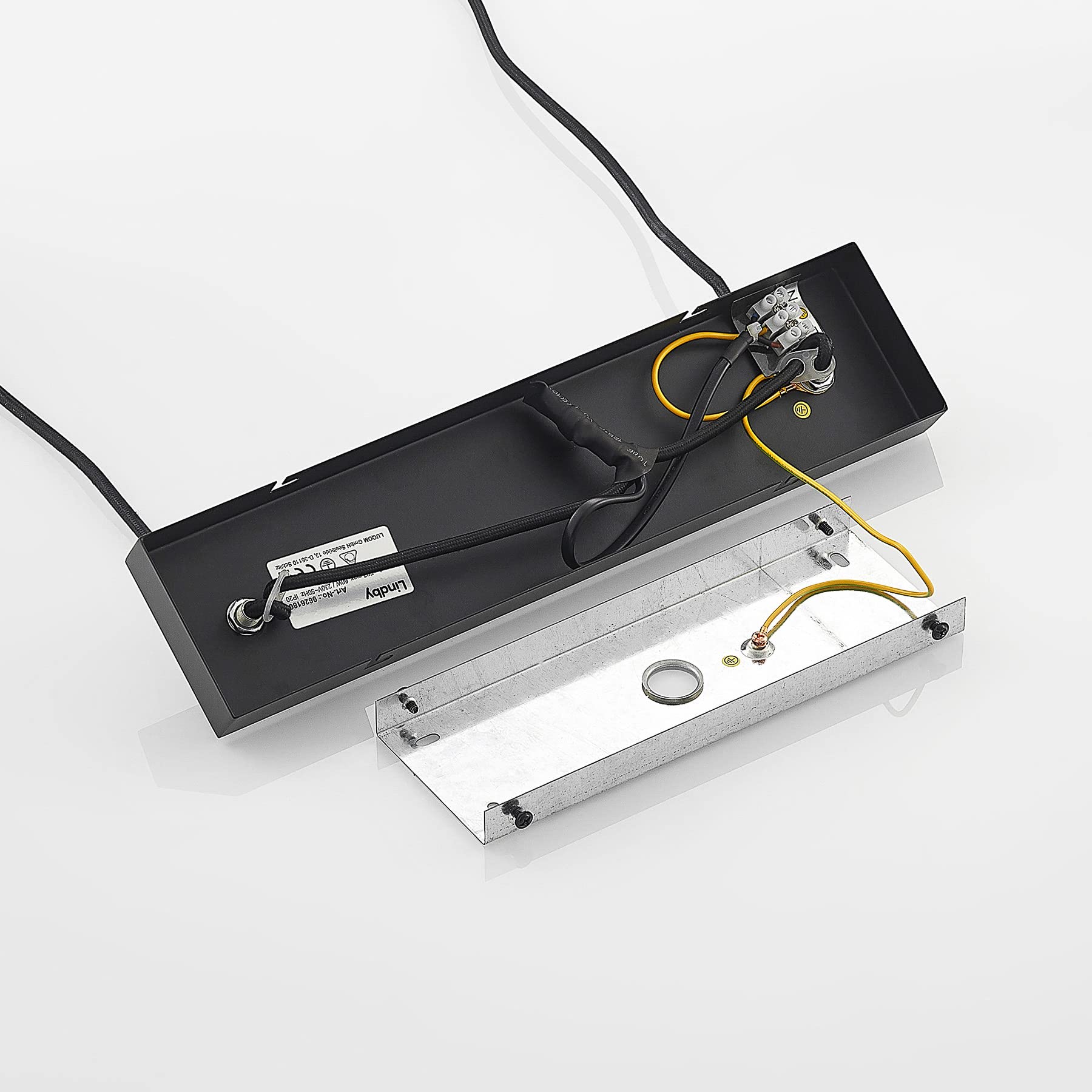 Lindby Esstisch Pendelleuchte Holz, Eisen Balkenpendelleuchte Holzast und Käfig Lampenschirm Holzlampe Lampe Wohnzimmer 4x E27 max. 60W ohne Leuchtmittel