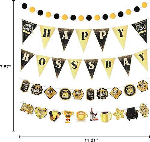 Miniatura 7 de Seajan 5 unidades de pancarta con purpurina para el día del jefe, guirnalda con purpurina para el día del jefe, decoración del día del jefe de oro