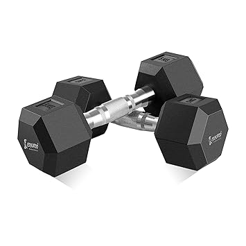 Cockatoo Rubber Coated Professional Hex Dumbbells (Pack of Two) ; Hex Dumbbells (5 Kg(Each)) - image, photos