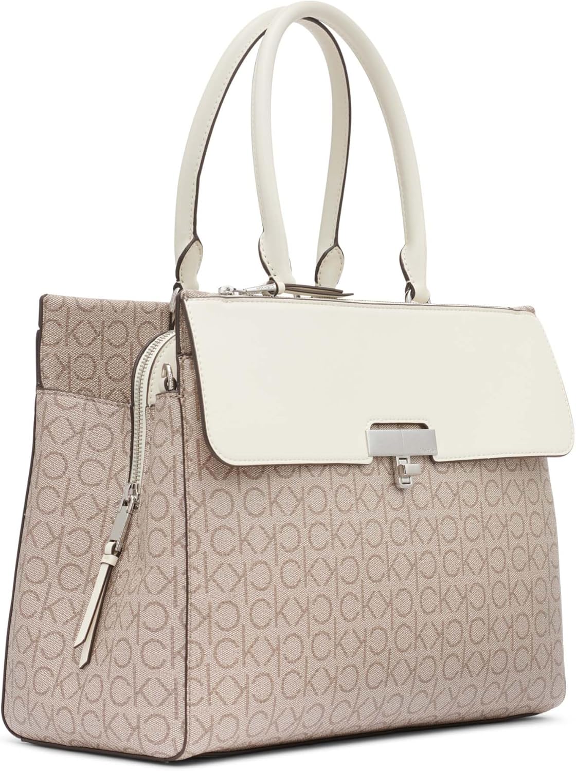 Calvin Klein womens Becky Tote Bag – 2 in 1, Vegan Leather, Monogram, 3 Pockets - Image 5