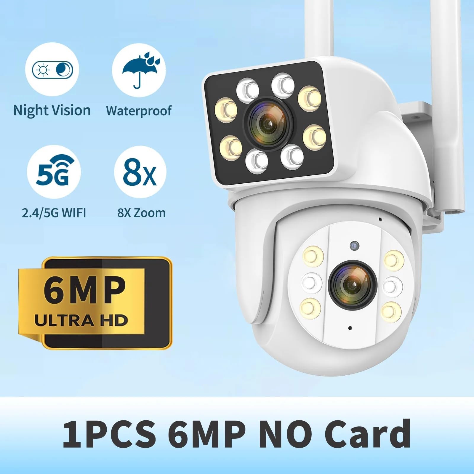 Kamera bezpieczeństwa zewnętrzna, 8MP kamera PTZ IP podwójny obiektyw 8-krotny zoom kamery monitorujące CCTV zewnętrzne wykrywanie człowieka śledzenie kolor noktowizor wodoodporny Kamera bezpieczeństw