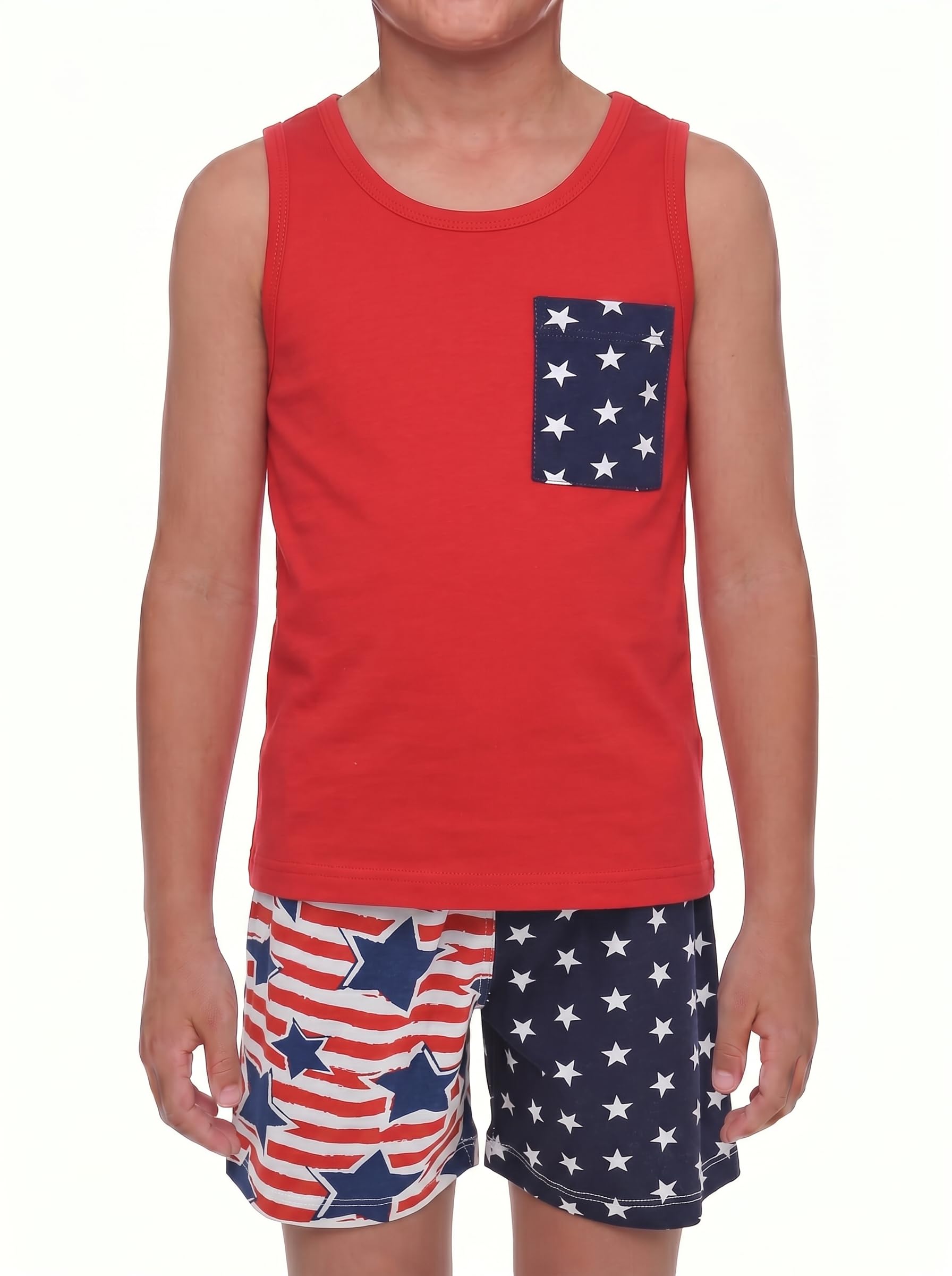 Unique Baby Boys American Boy 4th of July 2pc Tank Shorts Set