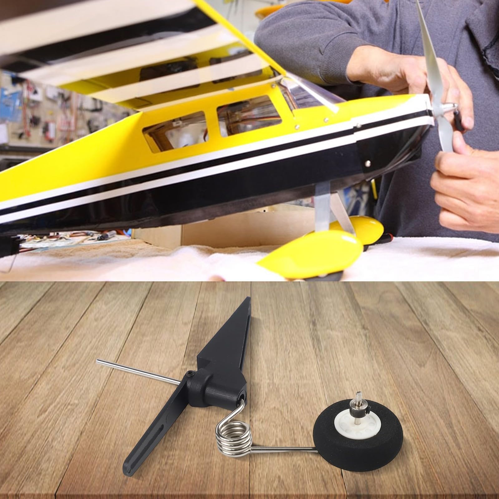 Conjunto de soporte de rueda trasera de avión RC para modelos de ala fija de tamaño 60-120 - Plástico ligero+metal+esponja tren de aterrizaje con apertura de 30 mm, 70 mm