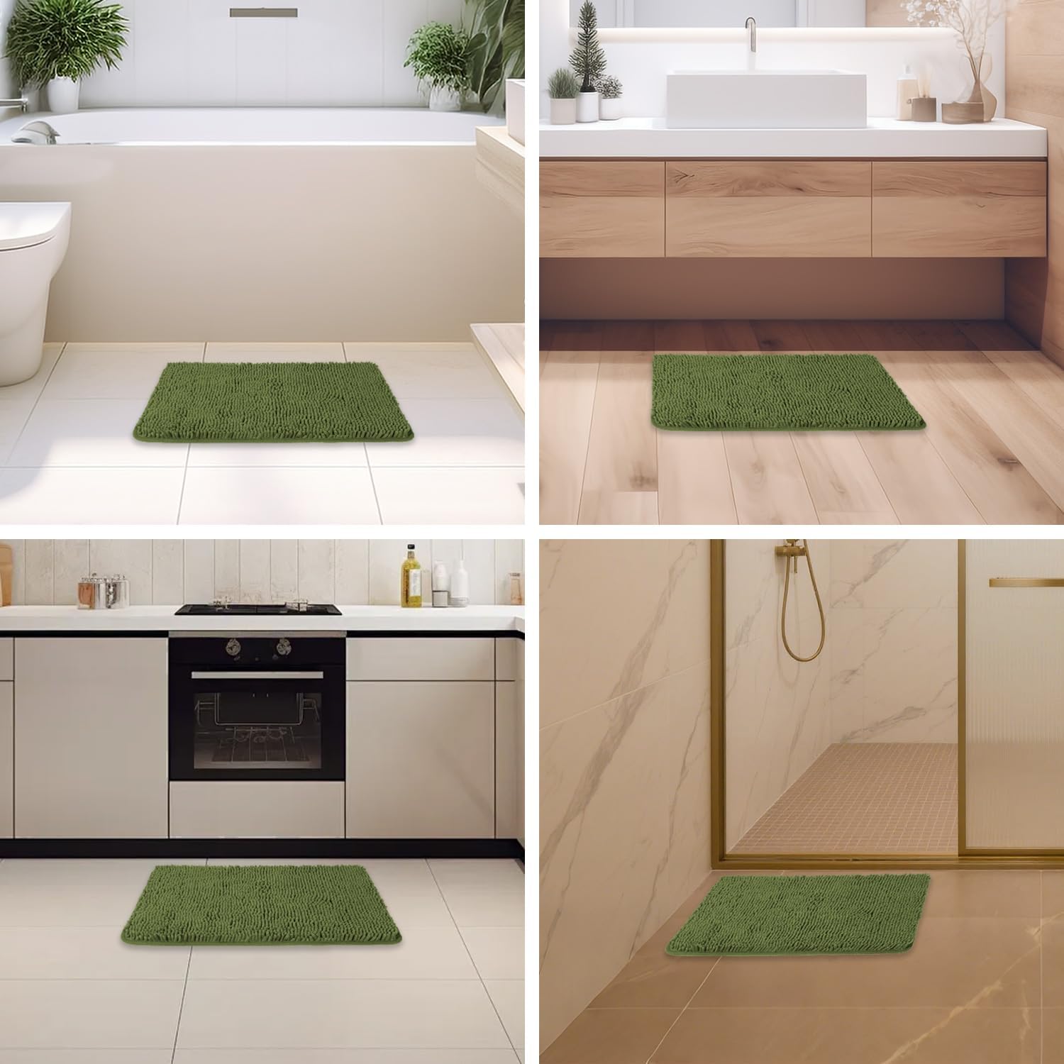 Sage Bathroom Rugs – Absorbent and Washable Bath Mat, Non-Slip, Thick Soft Chenille Bath Rugs for Bathroom Floor, Shower, Sink - 17" x 24" - Image 7