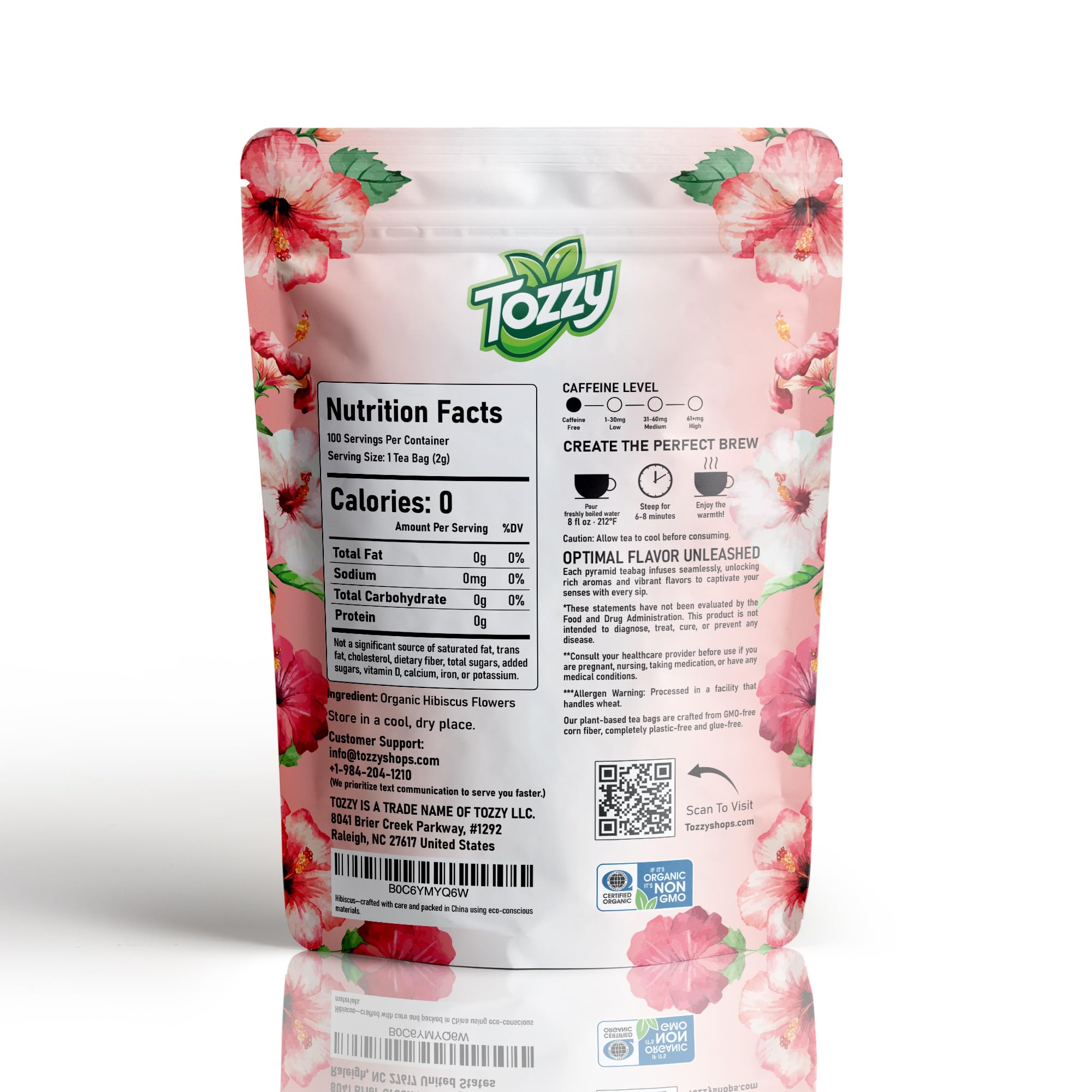 Tozzy Tea Snapklik.com : Tozzy Organic Hibiscus Tea 100 Count