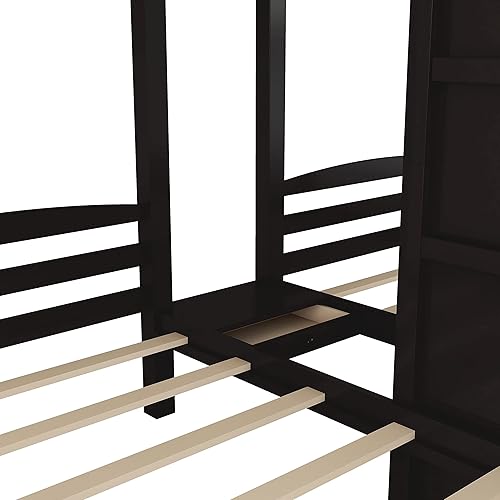 Miniatura 7 de HYC Litera triple con escaleras literas individuales para 3 litera de madera con escalera integrada y cajón pequeño para niños adolescentes y