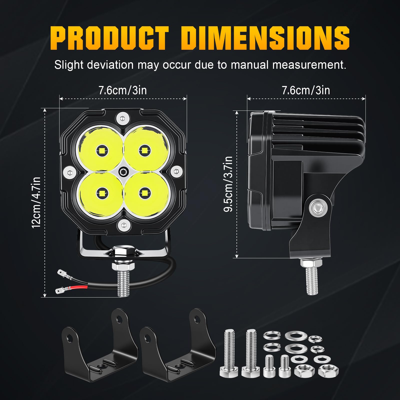 RIGIDON 2 Pcs Mini faros trabajo led, 3 pulgadas 30W 3000LM Focos Led Tractor 12V 24V Spot lámpara trabajo para 4x4 Coche Camión Barco Off Road ATV UTV SUV 4WD Todoterreno, 6000K Blanco