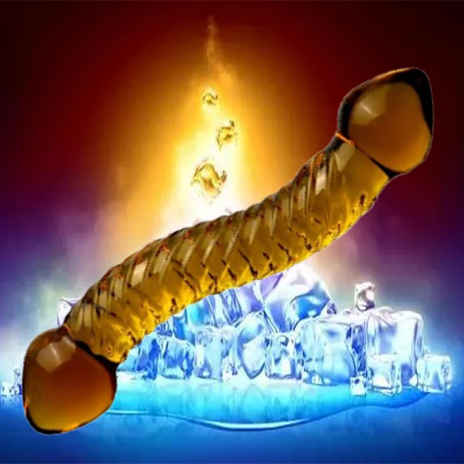 Double Ended Glass Dildo Crystal Penis,Crystal Realistic Dildo Pleasure Stick with Spiral Texture and Vivid Glans Anal Plug, Prostate Massager Sex Toy stimulates G spot for Men Women(Style 3)