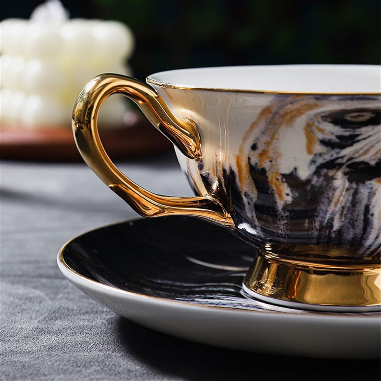 Tasse Tasses Ensemble de tasses et soucoupes en céramique luxe Art Light, à café porcelaine, thé britanniques l'après-midi