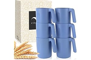 PYRMONT Reusable Wheat Straw Coffee Mugs Set of 6, 16oz Unbreakable Camping Mugs with Handles