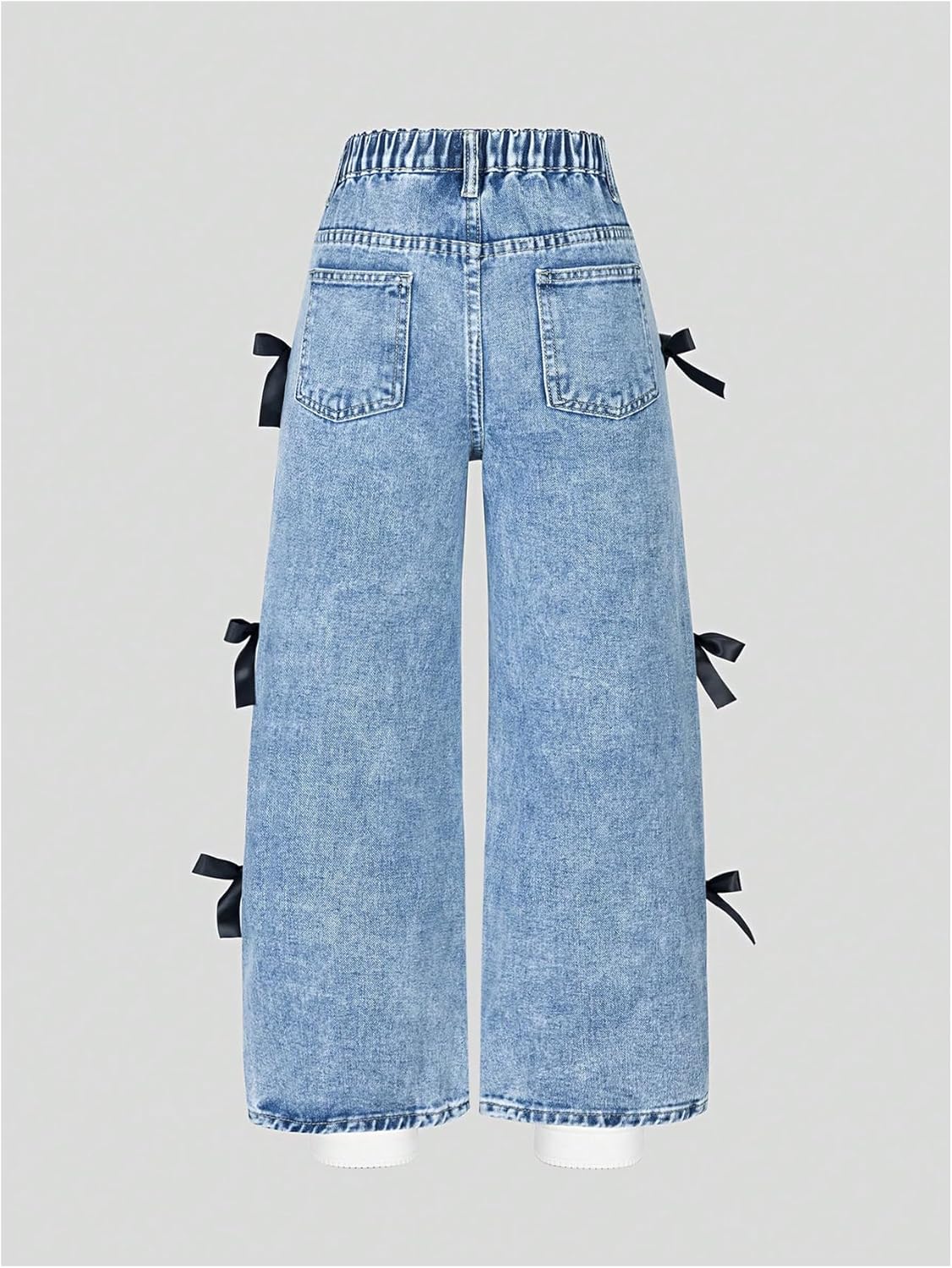 GORGLITTER Girl's Bow Baggy Jeans High Waisted Cute Y2k Wide Leg Pants Trendy Boyfriend Skater Streetwear - Image 3