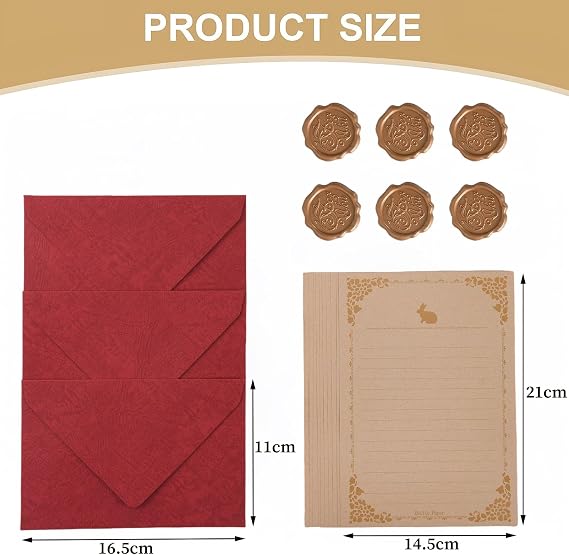Letter Writing Set Vintage Letter Writing Paper and Envelopes Vintage Writing Set with 40 Letter Paper 12 Vintage Envelopes 12 Sealing Wax Stickers for Love Letters, Invitations & Thank You Cards