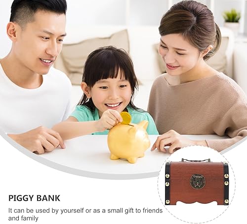 Miniatura 8 de Vaguelly Alcancías para adultos y niños, caja de almacenamiento de cofre del tesoro pirata, caja de almacenamiento con bloqueo, caja de dinero con