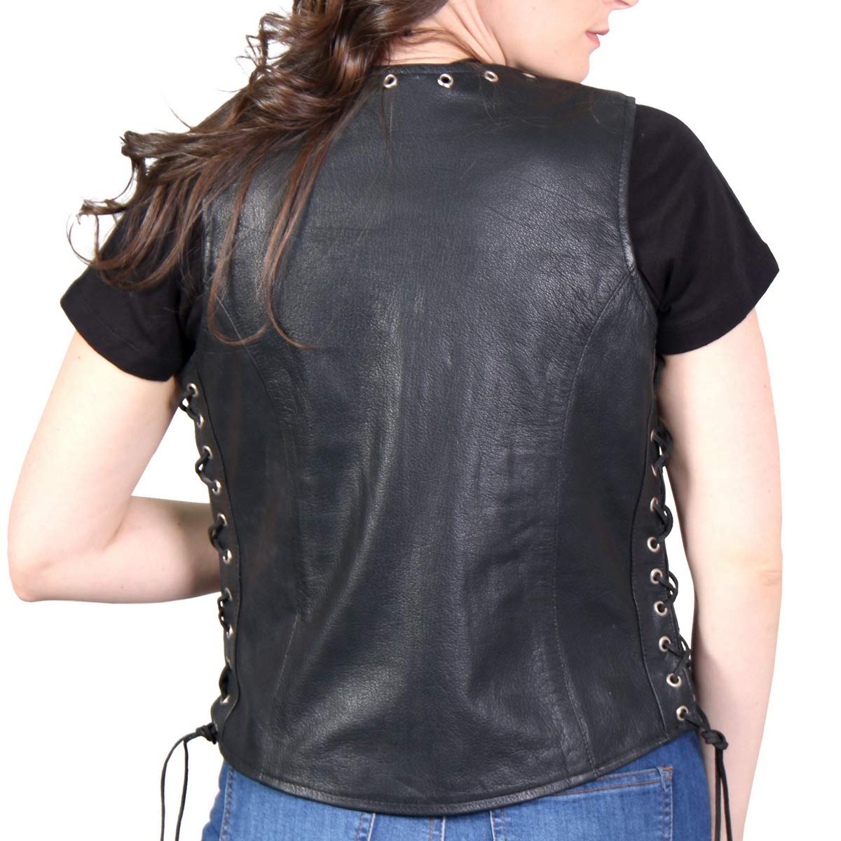 Hot Leathers Black Large Ladies Lambskin Vest