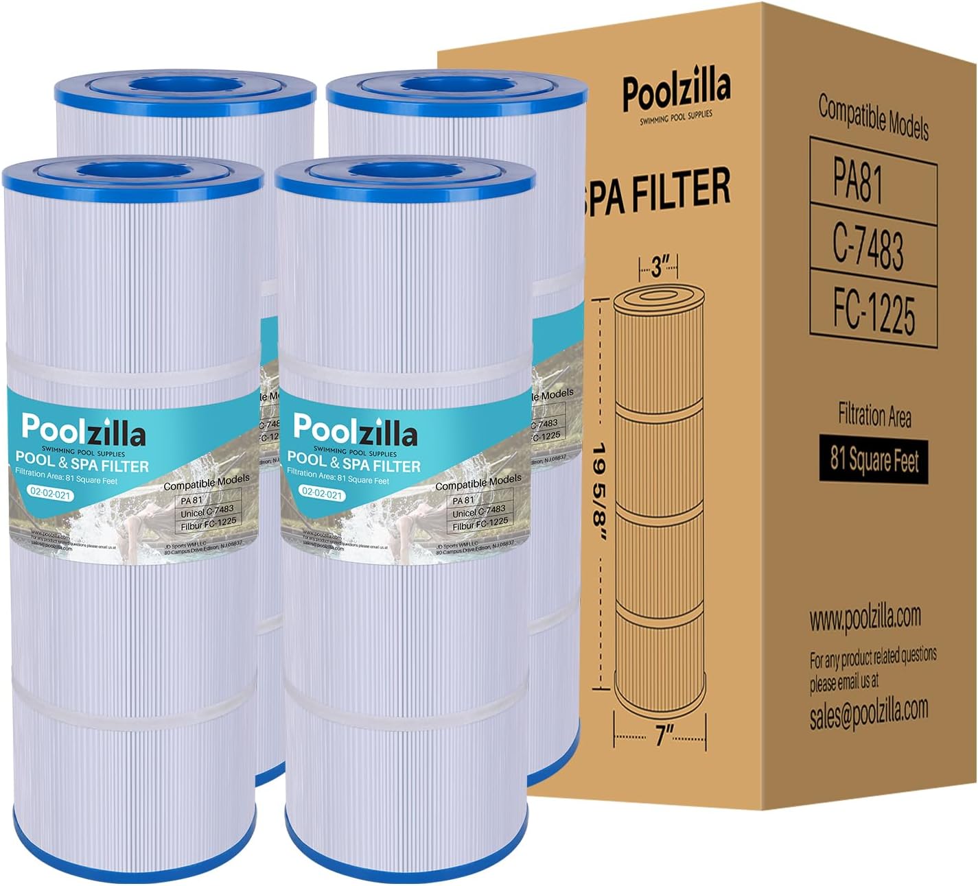 Amazon.com : Pleatco Filtration PA81-PAK4 Pool Filter Cartridge ...