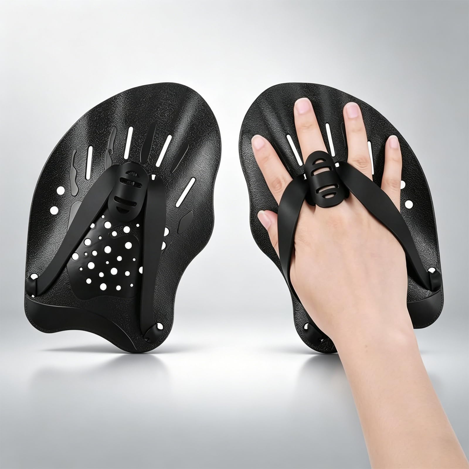 Hand Paddles for Swimming, Swimming Training Paddle, Adjustable Upper Body Resistance Gloves for Swimming Training, Swimming Paddle for Adults Kids Unisex