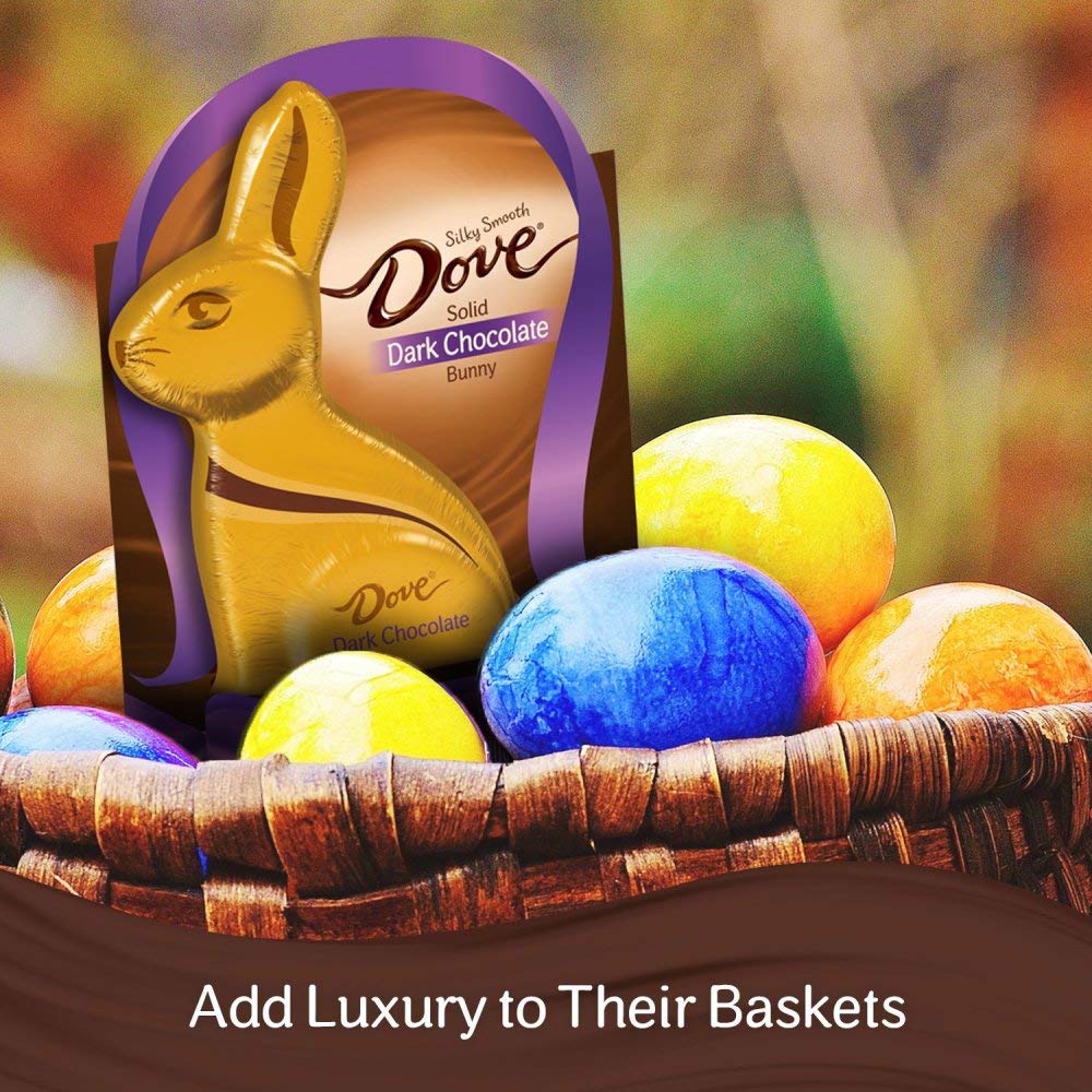 DOVE Easter Dark Chocolate Candy Solid Easter Bunny 4.5-Ounce Box