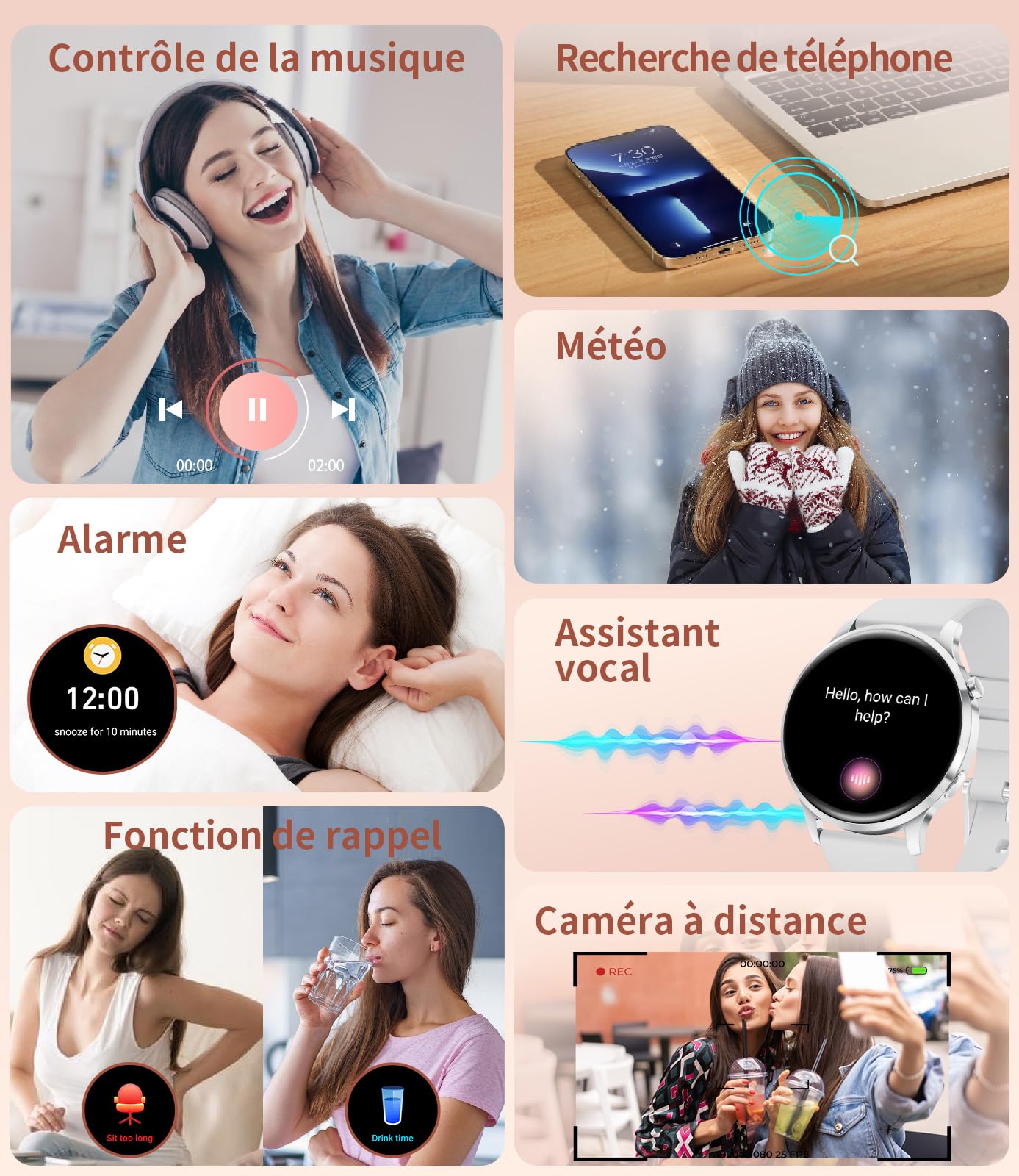 LIGE Montre Connectée Femme Ronde avec Fonction Téléphone 7,9 mm Fine 1,32" AMOLED Élégant Smartwatch pour Android iOS, Fitness Tracker avec Moniteur de Fréquence Cardiaque et de Sommeil,Argent