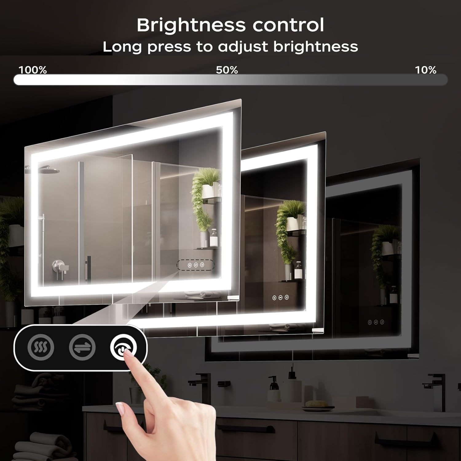 LED Mirror for Bathroom with Front & Backlit Light, Rectangle Frameless Lighted Mirrors for Bathroom Wall, Fog-Proof & Memory & 3 Colors Adjustable Lights Smart Vanity Mirror Bathroom (60*30 in)
