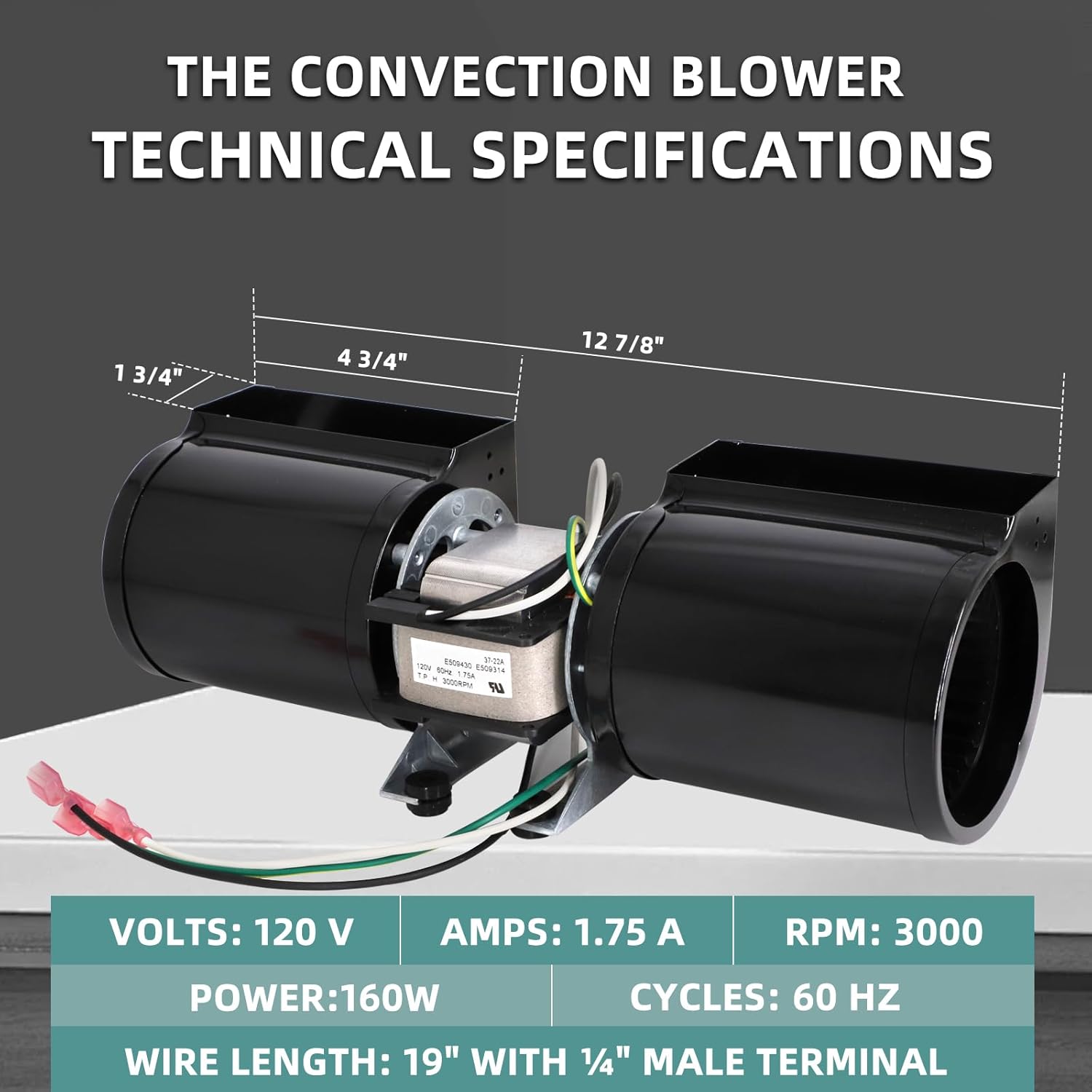 812-4900 Convection Blower Fan for Quadrafire Classic Bay 1200 Insert, Castile, Santa Fe, and Heatilator Eco Choice PS35 Pellet Stove Convection Blower