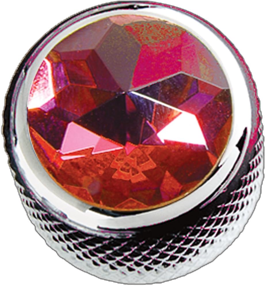 Dome Guitar Knob, Chrome with Red Crystal Inlay