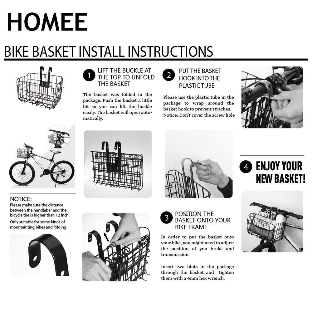 1 cestino anteriore pieghevole per bicicletta, cestino posteriore pieghevole in rete metallica, borsa anteriore staccabile, borsa per bicicletta, accessori per mountain bike, per donne e
