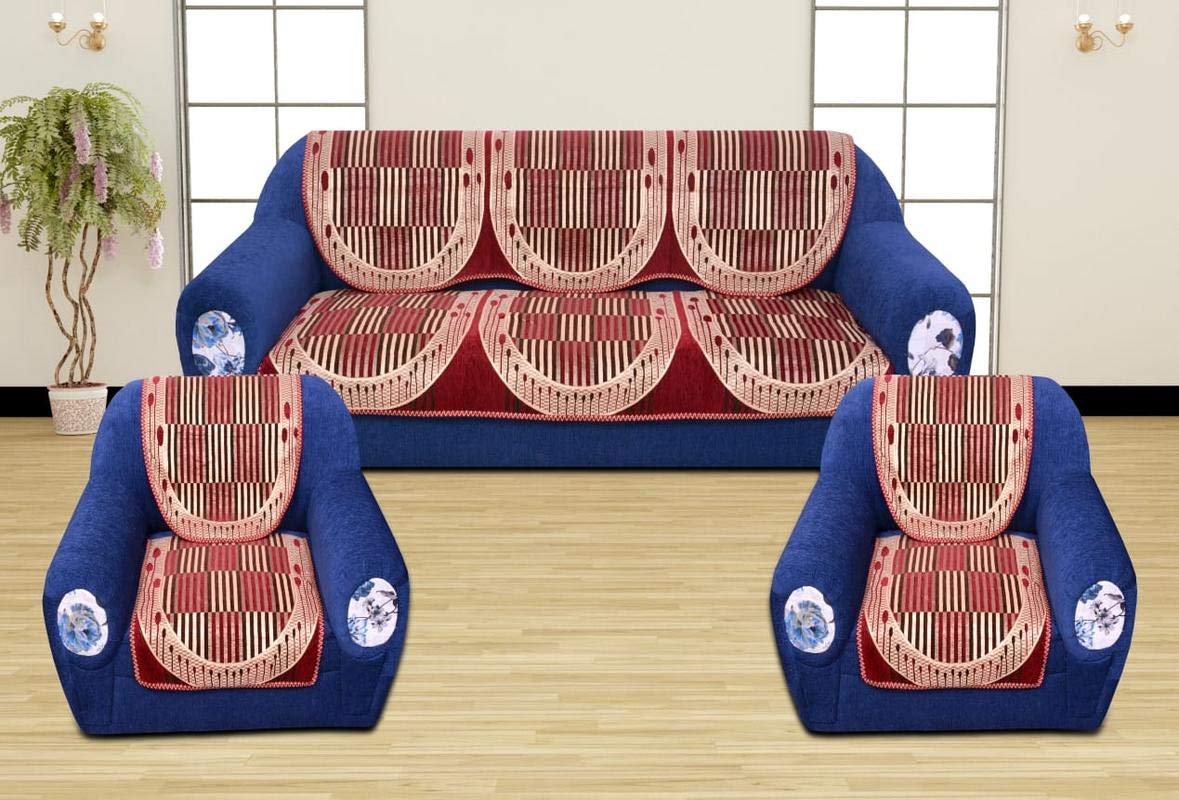 Akshaan Texo fab 500 TC Velvet Sofa Cover Set for 5 Seater (6 Pieces