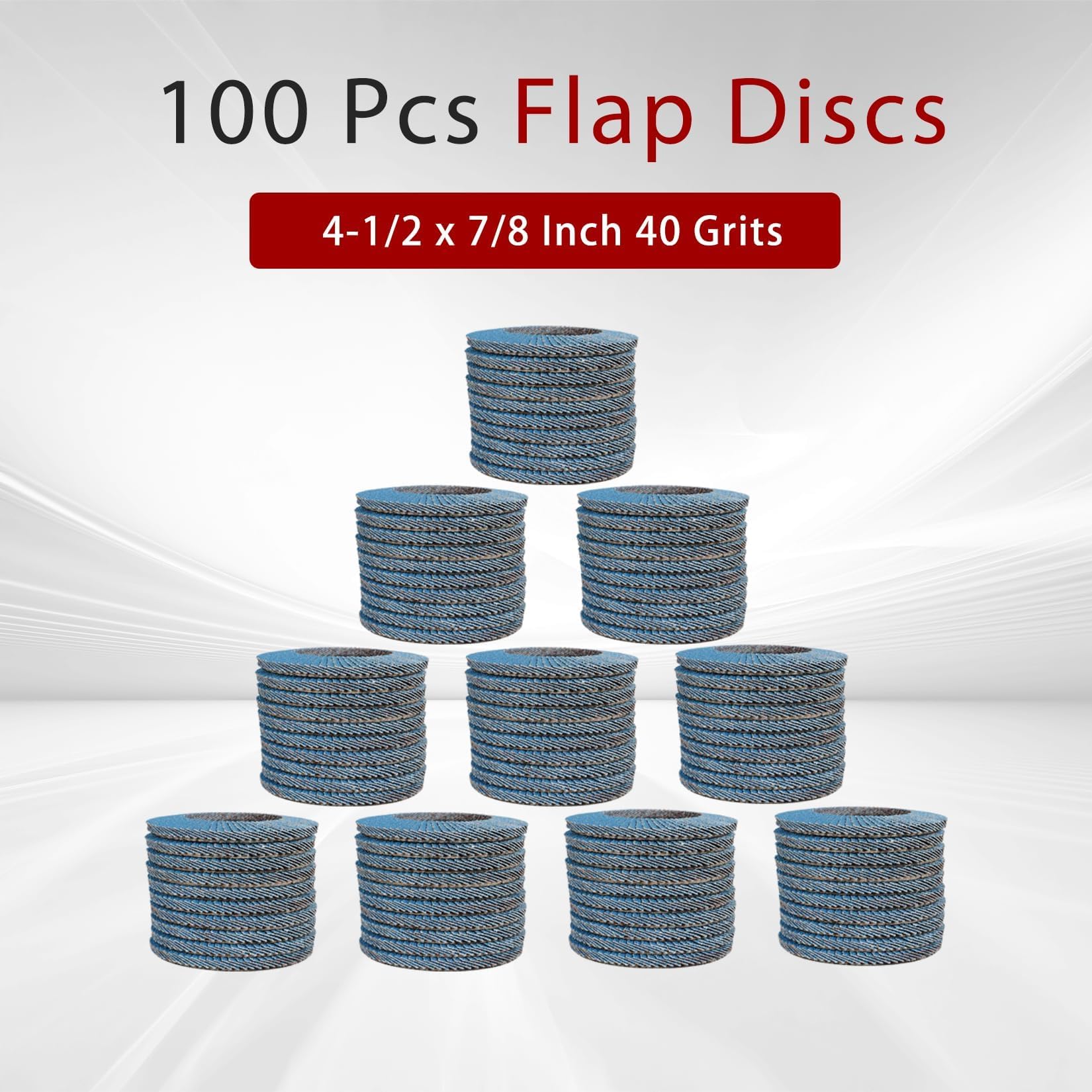 findmall 100 discos de solapa de 4-1/2 x 7/8 pulgadas, grano 40, rueda de molienda de circonia, disco de lijado abrasivo