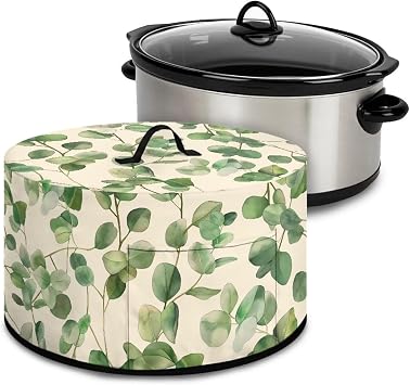 Green Leaf Slow Cooker Dust Cover Compatible with 6-8 qt Crock for Pot Keep Small Kitchen Appliance Clean Kitchen Home Accessories Decor Cover