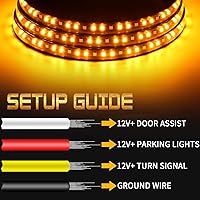 Vista 6 de 2 luces de estribo de 15 pies, marcador lateral ámbar secuencial con luces blancas de cortesía, tira de luz LED ámbar de cabina extendida de 540 LED