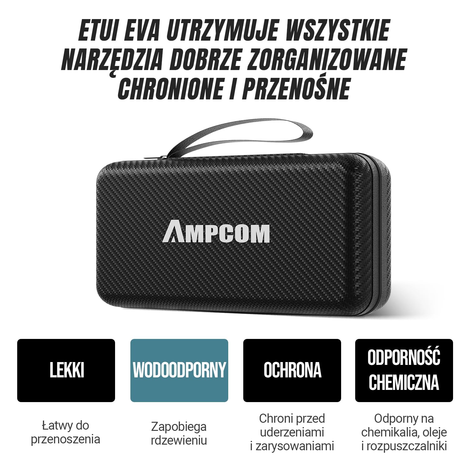 AMPCOM Zestaw narzędzi do zaciskania Ethernet 7 w 1 RJ45/RJ11 zestaw narzędzi sieciowych do złączy Cat6/Cat5e/Cat5 RJ45 ze 110 narzędziami do ściągania izolacji w przenośnej wodoodpornej torbie