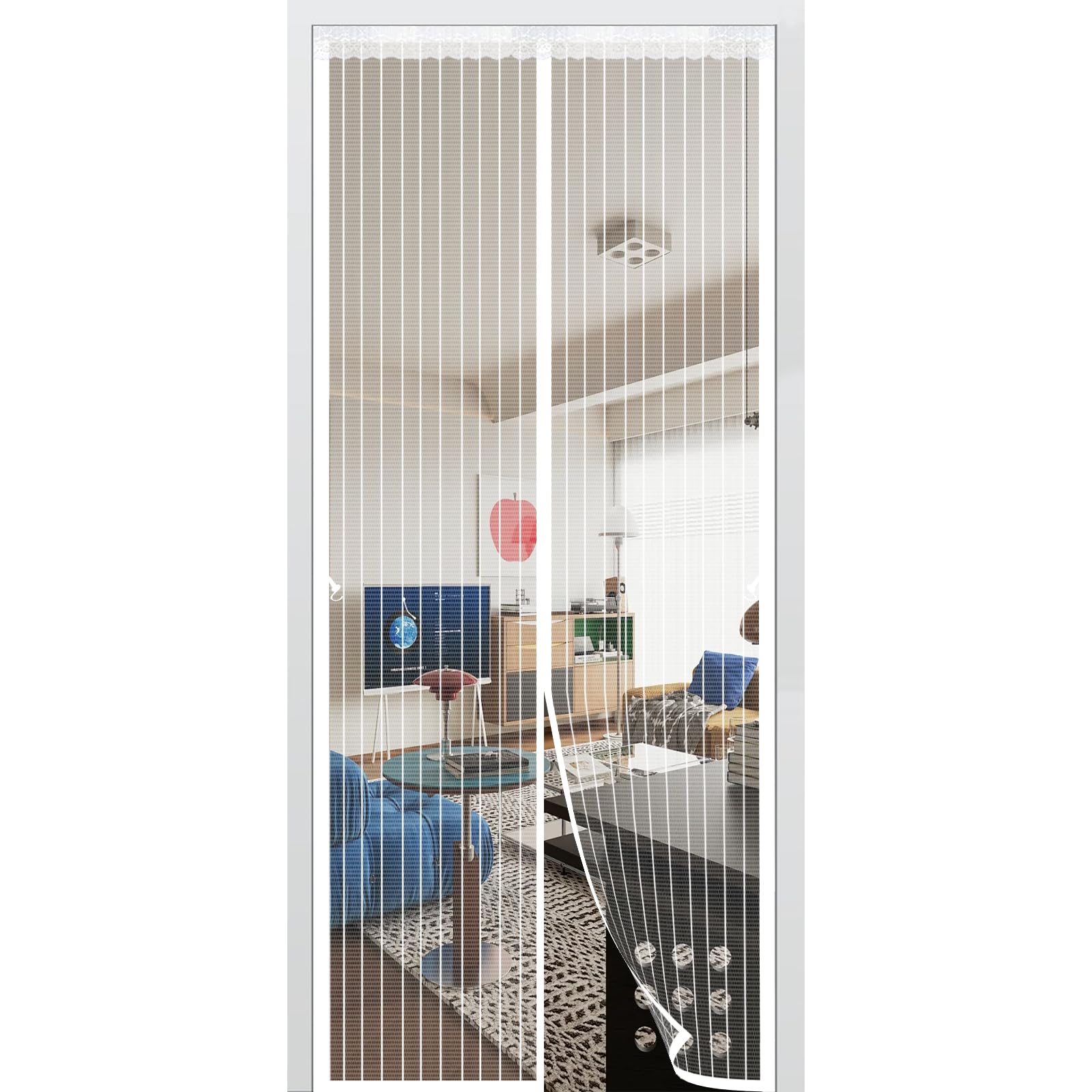 Moskitiera Do Drzwi 180 x 200 cm Wytrzymała Magnetyczna Zasłona Siatkowa Bez Szczelin, Chroni Przed Owadami I Przepuszcza Świeże Powietrze, Dzieciom I Zwierzętom, Biały