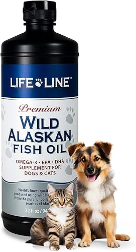 Lifeline Aceite de pescado Omega-3 para mascotas  Aceite de abadejo de salmón salvaje de Alaska  Filtrado en frío con DHA, EPA para ojos saludables,
