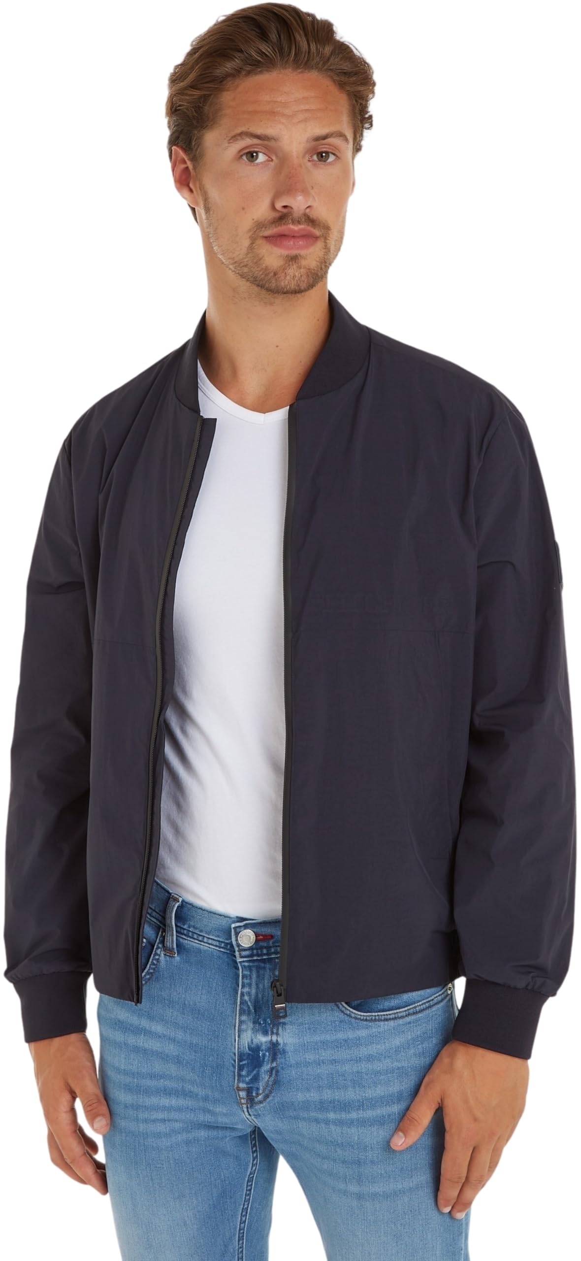 Tommy Hilfiger Men Bomber Jacket Portland for Transition Weather, Blue (Desert Sky), M