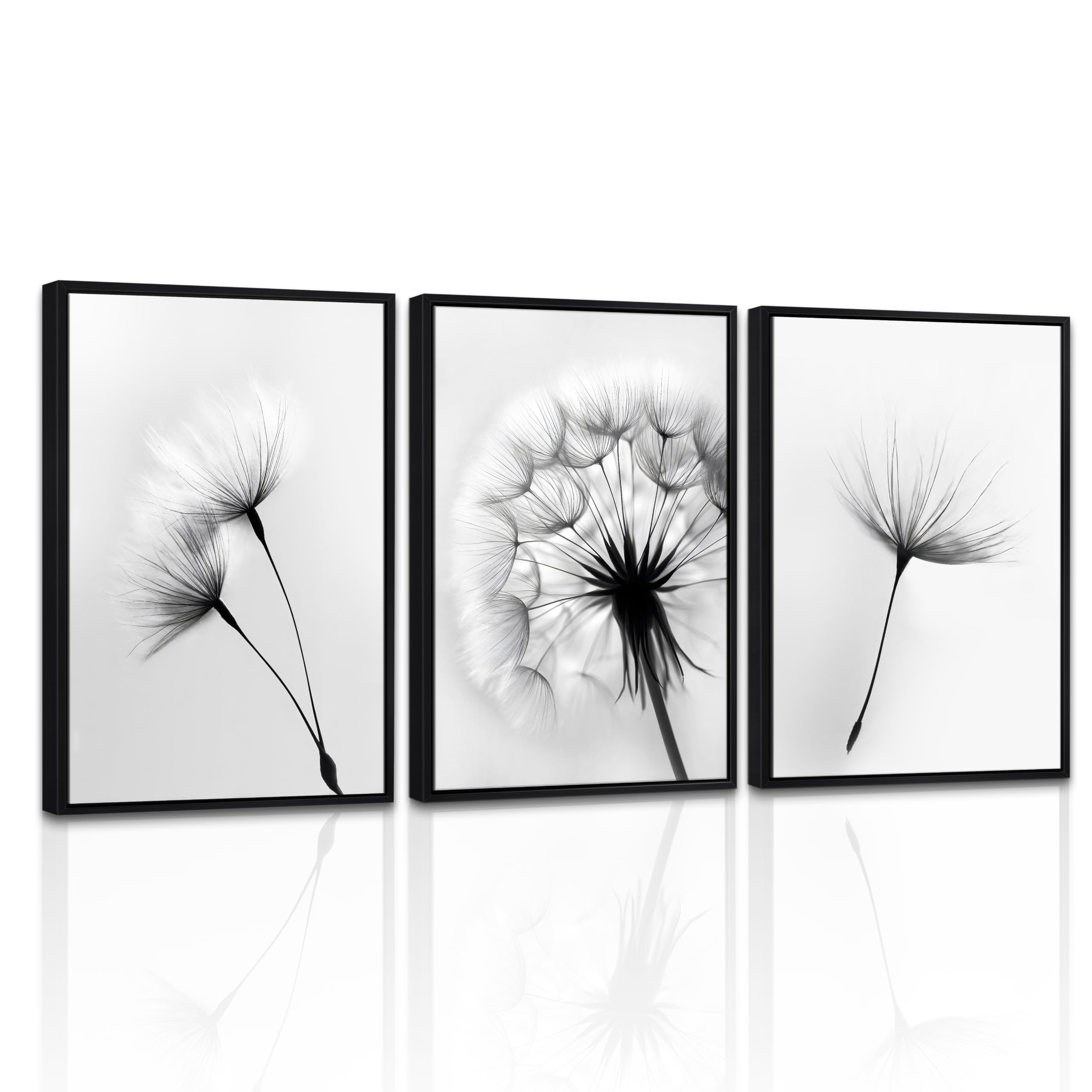 WENGTIAO Cuadros Decoracion Enmarcado Diente de León Blanco y Negro Cuadros